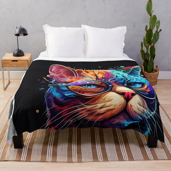 Item preview, Colorful trippy cat portrait illustration psychedelic 15 designed and sold by vishalraifx.