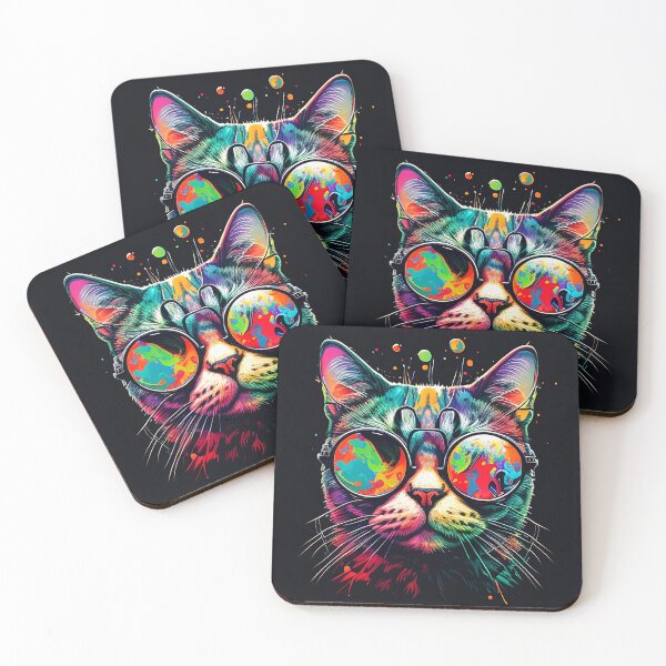Item preview, Colorful trippy cat portrait illustration psychedelic 16 designed and sold by vishalraifx.