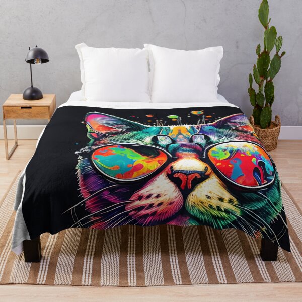 Item preview, Colorful trippy cat portrait illustration psychedelic 16 designed and sold by vishalraifx.
