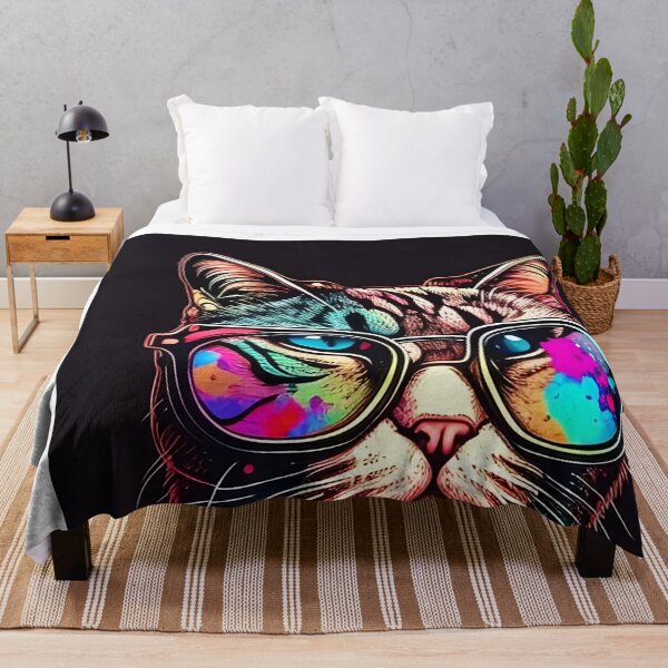 Item preview, Colorful trippy cat portrait illustration psychedelic 17 designed and sold by vishalraifx.