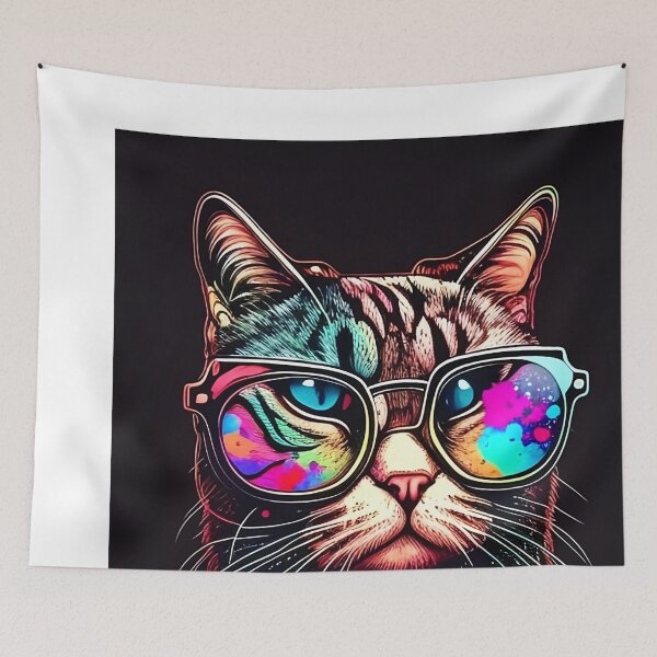 Item preview, Colorful trippy cat portrait illustration psychedelic 17 designed and sold by vishalraifx.