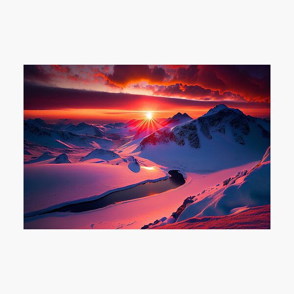 Item preview, View of Amazing Sunset from Snowy Mountains designed and sold by krazybookz.