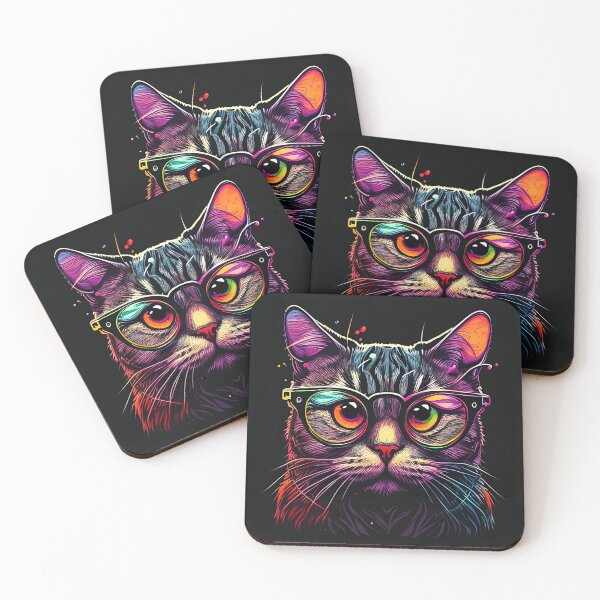 Item preview, Colorful trippy cat portrait illustration psychedelic 18 designed and sold by vishalraifx.