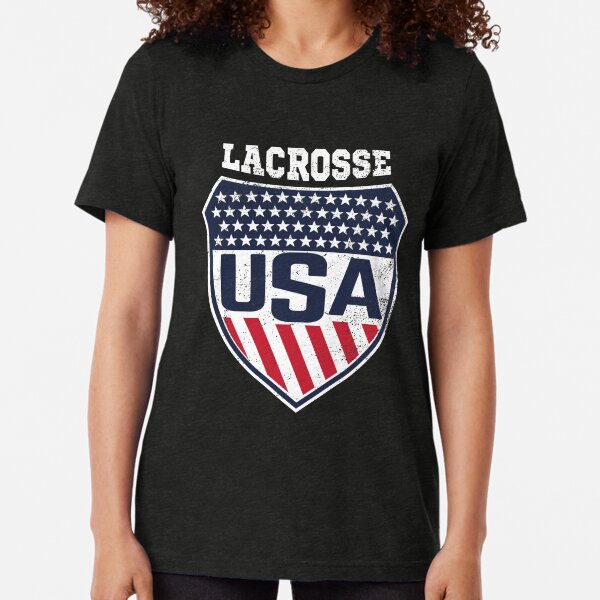 Lacrosse Women's National Team Logo with USA Flag colors Tri-blend T-Shirt