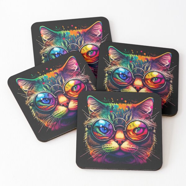 Item preview, Colorful trippy cat portrait illustration psychedelic 19 designed and sold by vishalraifx.