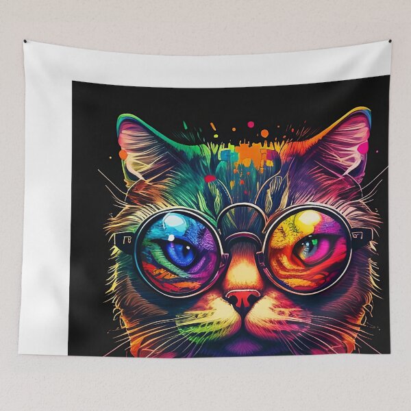 Item preview, Colorful trippy cat portrait illustration psychedelic 19 designed and sold by vishalraifx.