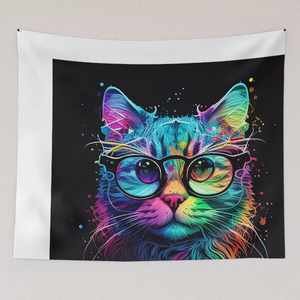 Item preview,  Colorful trippy cat portrait illustration psychedelic 20 designed and sold by vishalraifx.