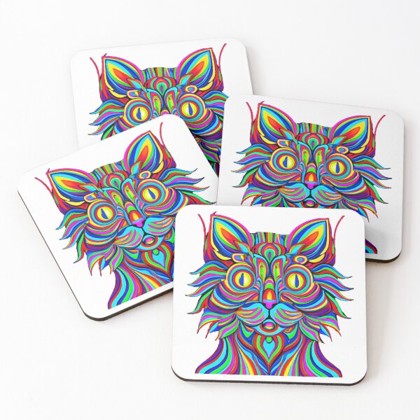 Item preview, Colorful trippy cat portrait illustration psychedelic 21 designed and sold by vishalraifx.