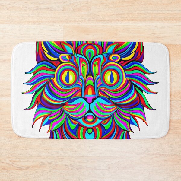 Item preview, Colorful trippy cat portrait illustration psychedelic 21 designed and sold by vishalraifx.