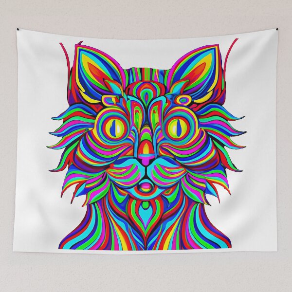 Item preview, Colorful trippy cat portrait illustration psychedelic 21 designed and sold by vishalraifx.