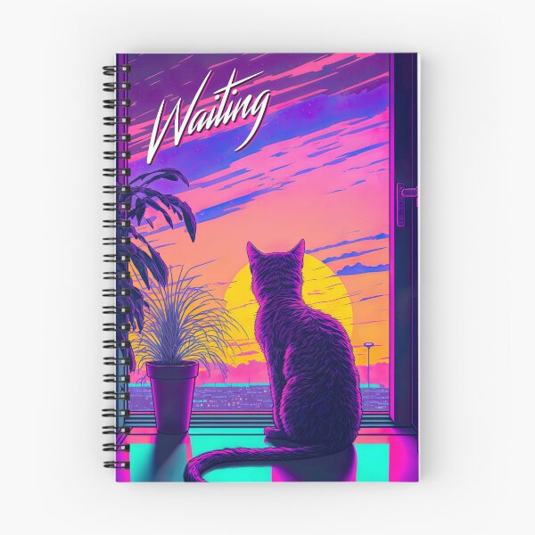 Item preview, Cat Watching Sunset Scene - Retrowave 80's designed and sold by Odd World.