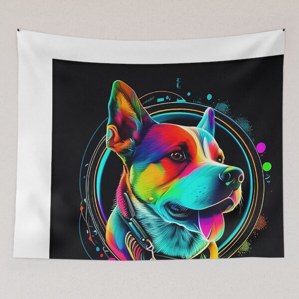 Item preview, Colorful trippy dog portrait illustration psychedelic 1 designed and sold by vishalraifx.