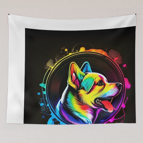 Item preview, Colorful trippy dog portrait illustration psychedelic 5 designed and sold by vishalraifx.