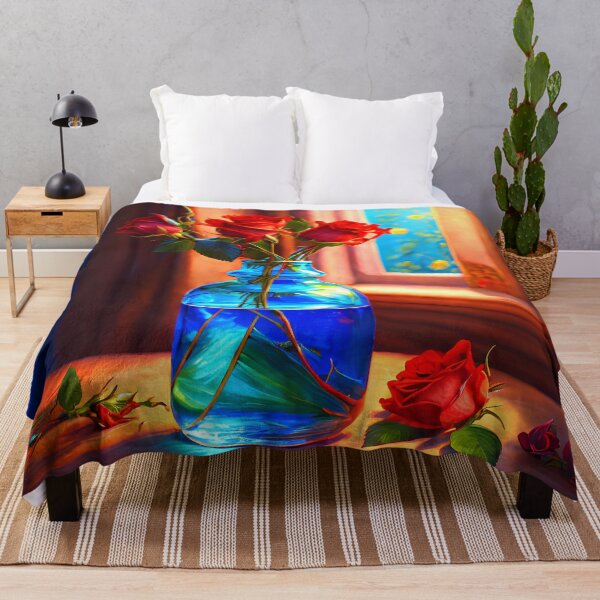 Artikelvorschau, Rote Rosen in Vase Digitale Kunst entworfen und verkauft von ArtsyWishesShop.