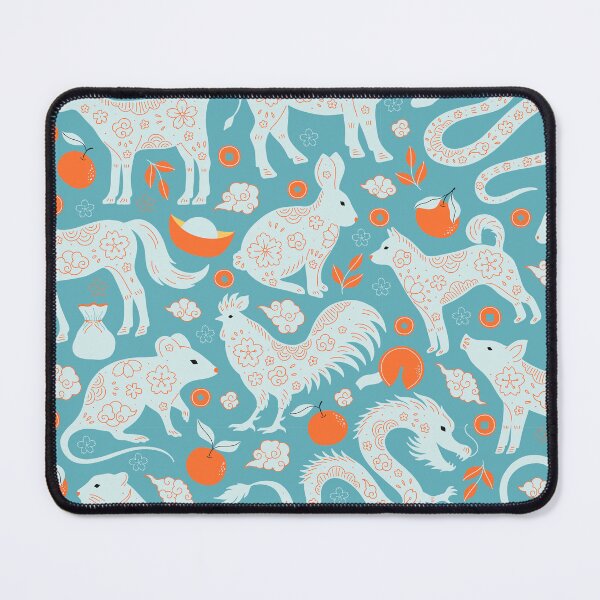 Item preview, Chinese Zodiac Animals Blue Pattern designed and sold by FengShuiLounge.
