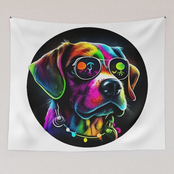 Item preview, Colorful trippy dog portrait illustration psychedelic 8 designed and sold by vishalraifx.