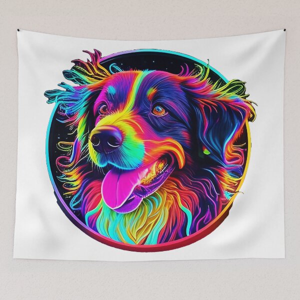 Item preview, Colorful trippy dog portrait illustration psychedelic 10 designed and sold by vishalraifx.