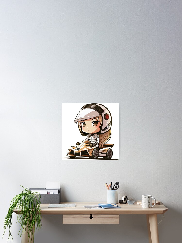 Thumbnail 2 of 3, Poster, Chibi Car Racer designed and sold by TheChibiStore.