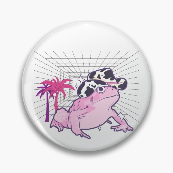 Artikelvorschau, Yami Kawaii Cowboy-Frosch mit Palmen und Gitter | Lustiger Weirdcore Kidcore Dreamcore entworfen und verkauft von AsinusAS.