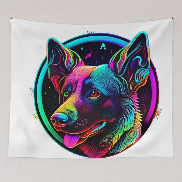 Item preview, Colorful trippy dog portrait illustration psychedelic 15 designed and sold by vishalraifx.