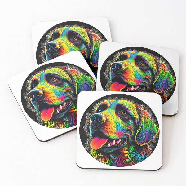 Item preview, Colorful trippy dog portrait illustration psychedelic 16 designed and sold by vishalraifx.