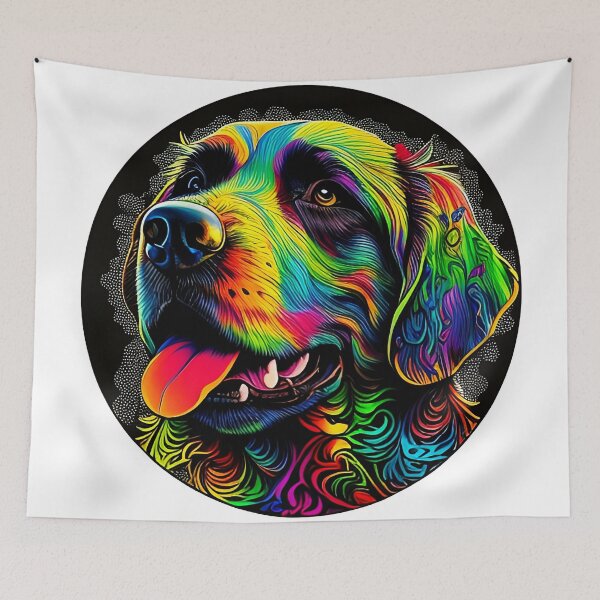 Item preview, Colorful trippy dog portrait illustration psychedelic 16 designed and sold by vishalraifx.