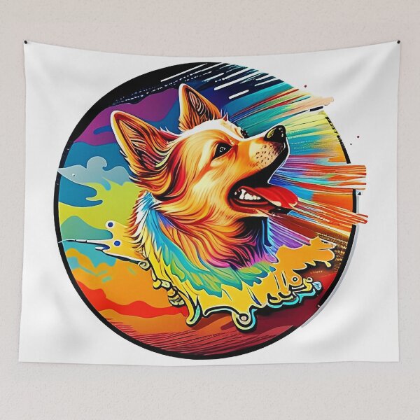 Item preview, Colorful trippy dog portrait illustration psychedelic 17 designed and sold by vishalraifx.