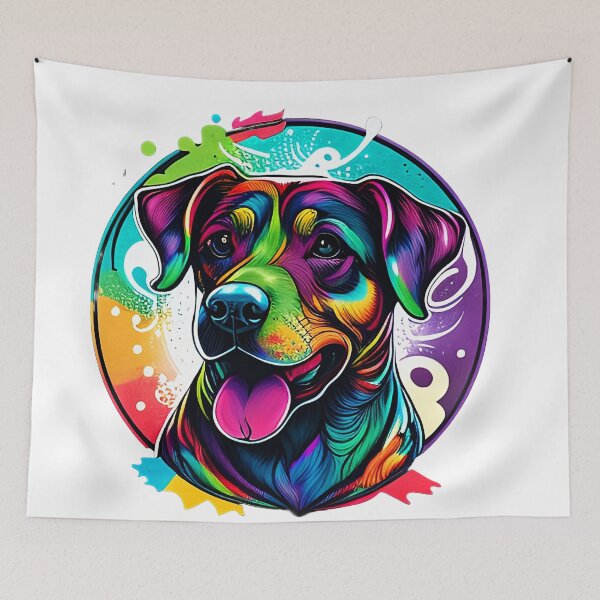 Item preview, Colorful trippy dog portrait illustration psychedelic 18 designed and sold by vishalraifx.