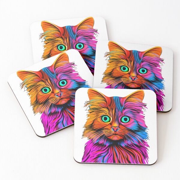 Item preview, Colorful trippy cat portrait illustration psychedelic 20 designed and sold by vishalraifx.