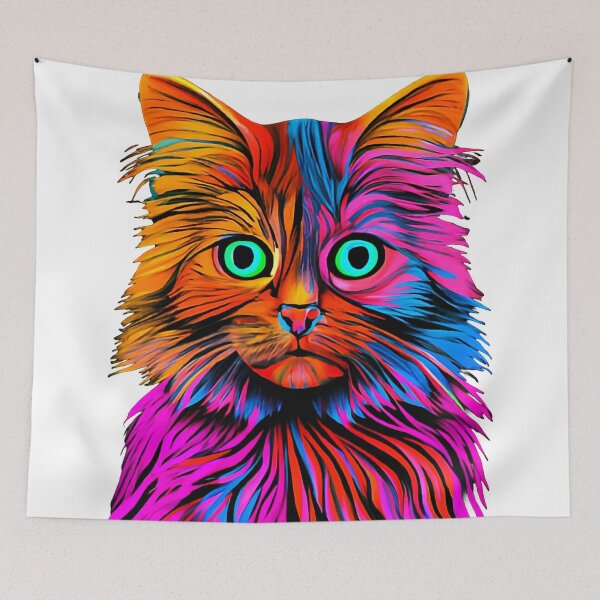 Item preview, Colorful trippy cat portrait illustration psychedelic 20 designed and sold by vishalraifx.