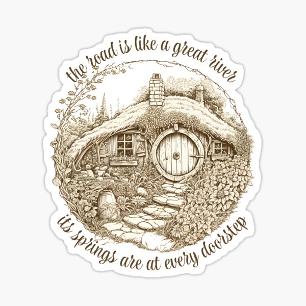 Item preview, The Road is Like a Great River - Line Art - Round Doors - Halfling Hole - Fantasy designed and sold by Fenay Designs.