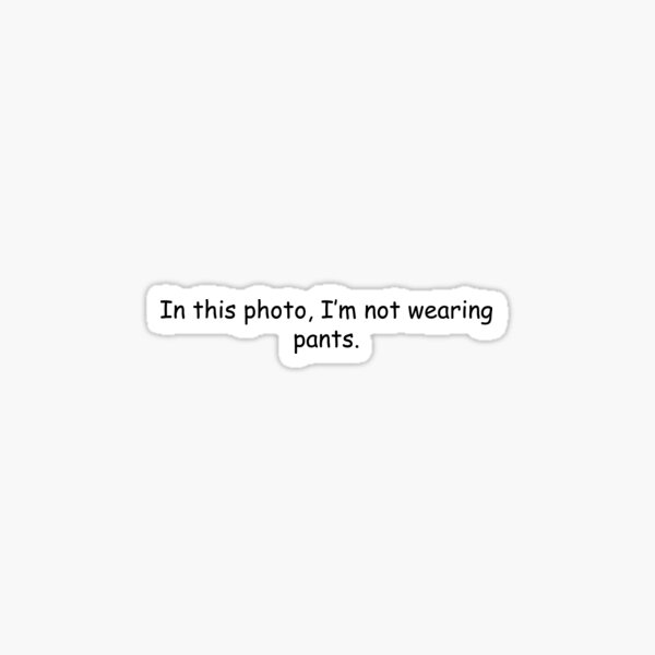 "In this photo, I’m not wearing pants" Sticker for Sale by simplife-art | Redbubble