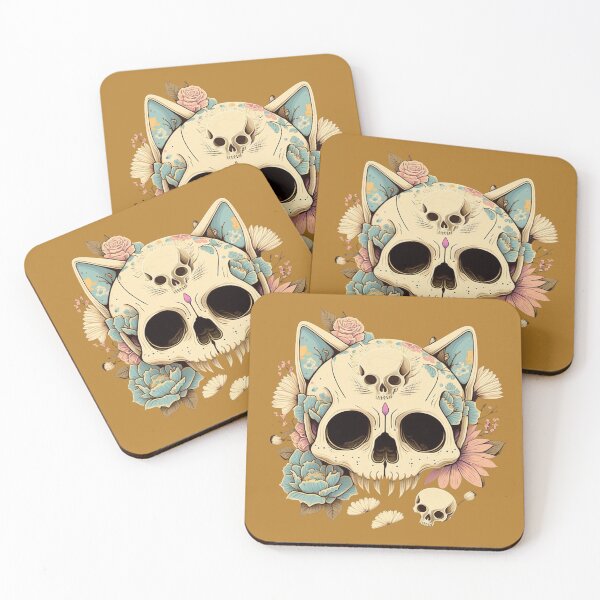 Item preview, cat skull designed and sold by FedoraDesign.