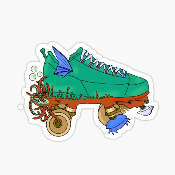Skater Derby Roller Skate Sure Skates by the Sea Shore Skates Green Sticker