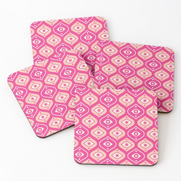 Item preview, Evil eye - vibrant ogee pattern - pink, peach designed and sold by Arubi-Art.