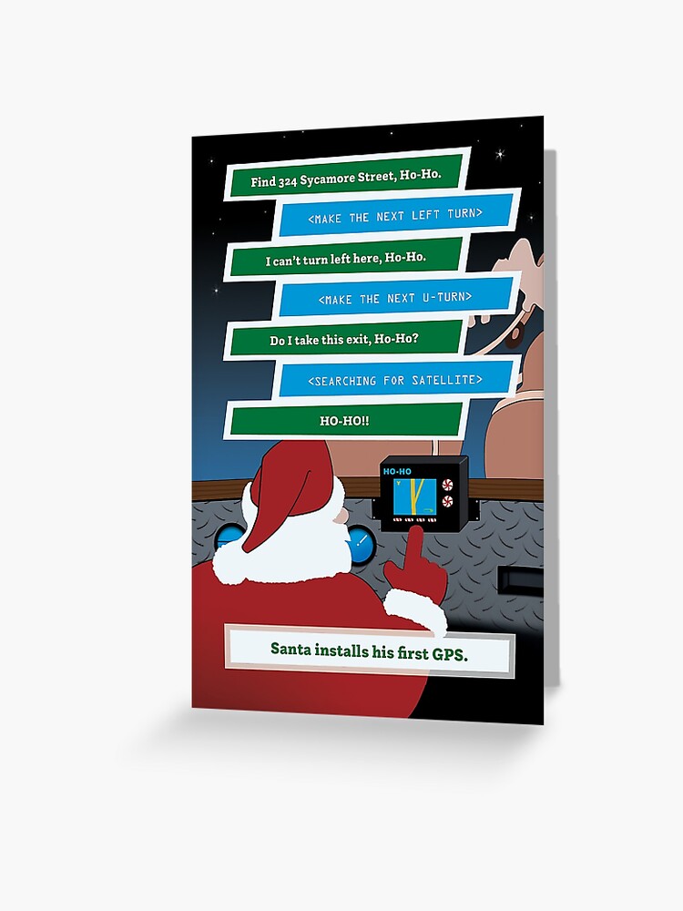 Thumbnail 1 of 2, Greeting Card, Santa Installs a GPS designed and sold by hhgreetings.