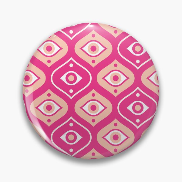 Item preview, Evil eye - vibrant ogee pattern - pink, peach designed and sold by Arubi-Art.
