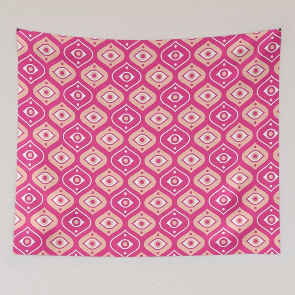 Item preview, Evil eye - vibrant ogee pattern - pink, peach designed and sold by Arubi-Art.