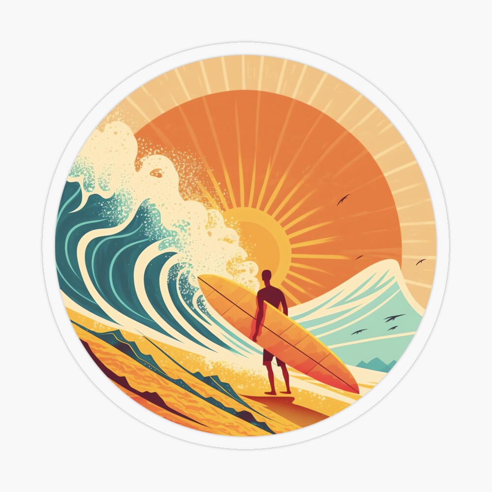 Retro Vintage Surf Art, 1960s Endless Summer, Hawaii
