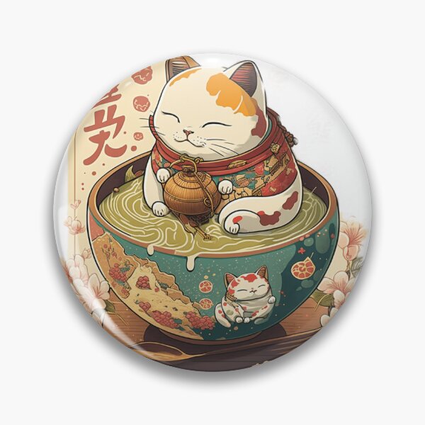 Item preview, maneki neko eat ramen: fortune cat from japan  designed and sold by Deluzion.