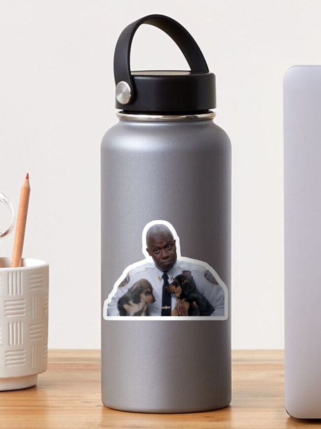 Thumbnail 1 of 3, Sticker, Captain Holt with puppies designed and sold by annaacree.