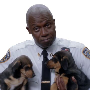 Artwork thumbnail, Captain Holt with puppies by annaacree