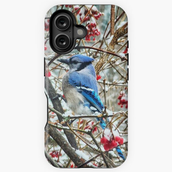 Item preview, Beautiful Blue Jay Resting on Snow-Covered Branches designed and sold by SXW Designs.