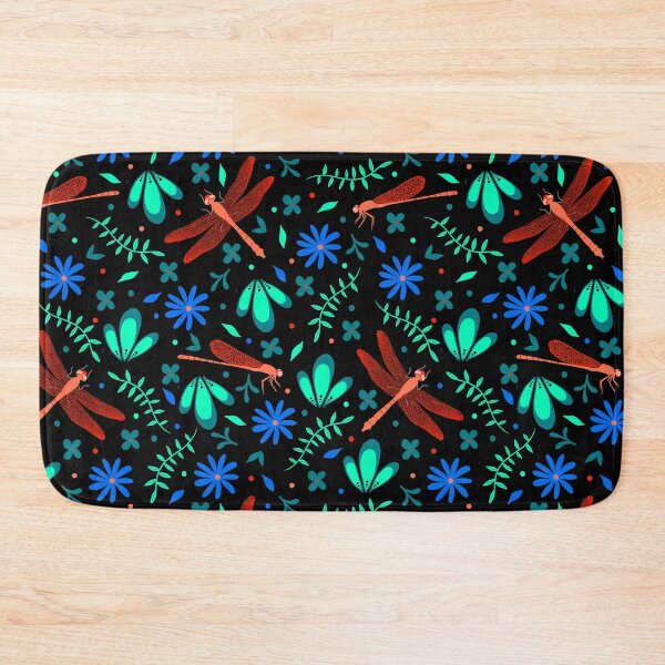 Item preview, Red Dragonflies in the Garden on Black  designed and sold by dKarthdesign.