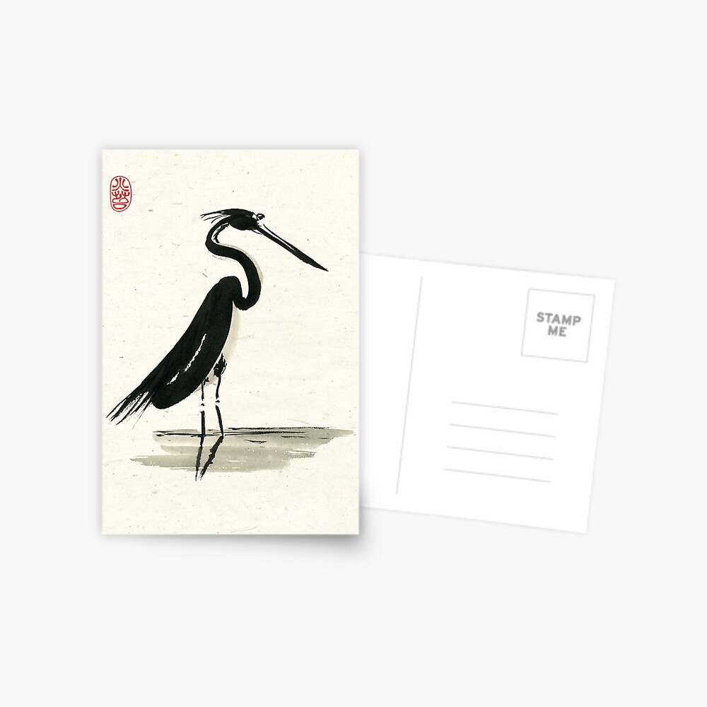 heron on rice paper Postcard