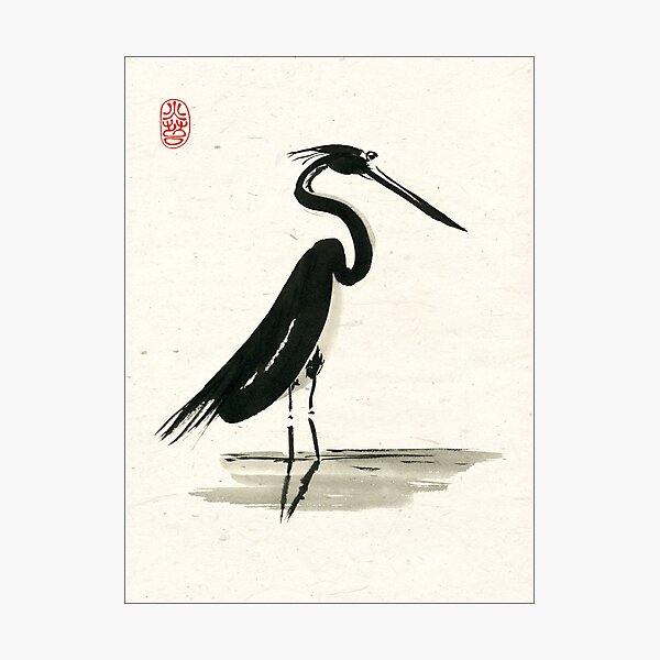 heron on rice paper Photographic Print