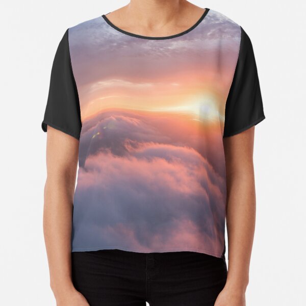 Sunset above the clouds by the sea in Cape Town Chiffon Top