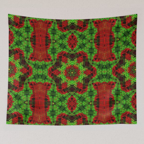 Item preview, Weave Mandala Flower Red and Green designed and sold by WormholeOrbital.