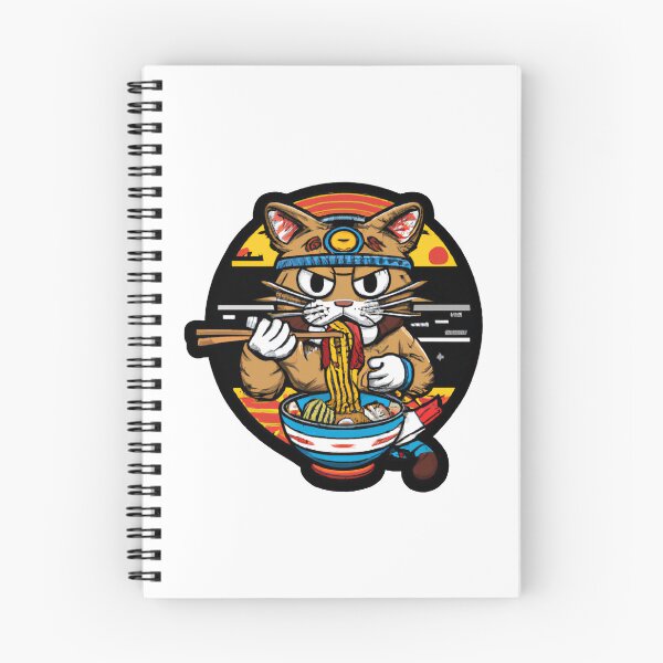 Item preview, Gato samurái japonés comiendo un plato de ramen designed and sold by MeowMerch.