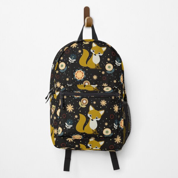 Item preview, A fox on a black background with different flowers. designed and sold by TatianaAltati.